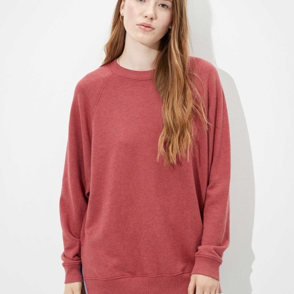 Soft Crewneck Oversized Sweatshirt AE Fleece Pink